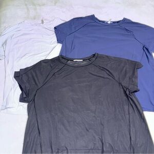 Lot Of 3 Women’s ATHLETA TShirts Purple Blue Black Size XLarge